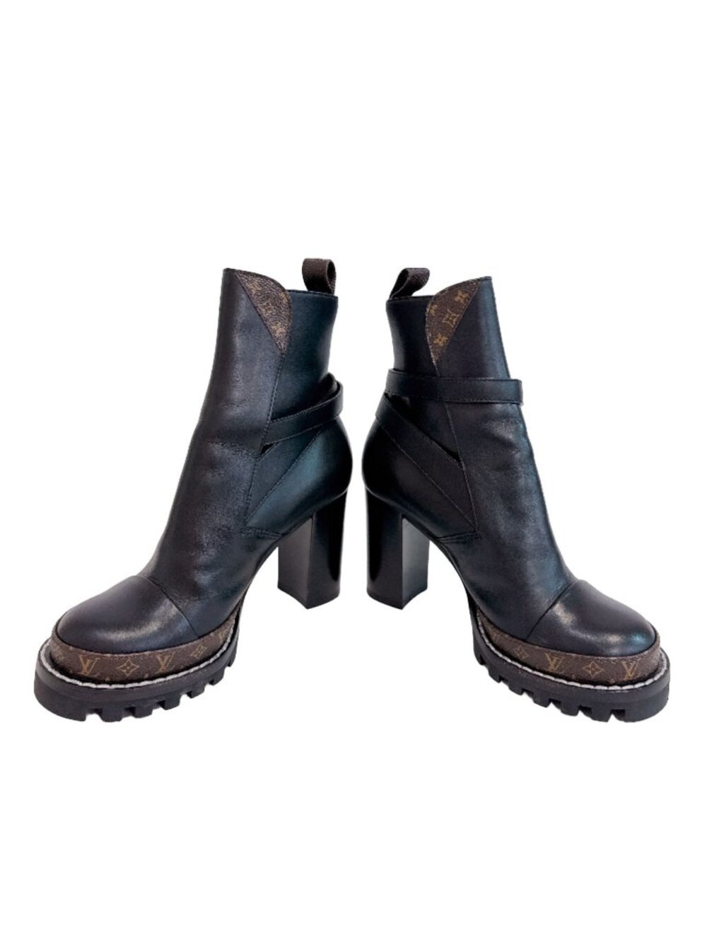 Louis Vuitton Monogram Star Trail Leather Ankle Boots Black Shoes